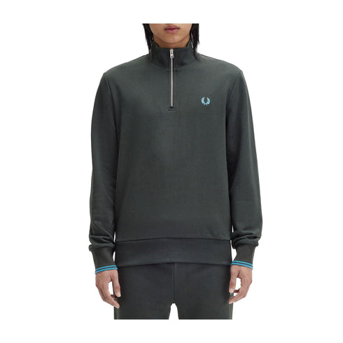 FRED PERRY Felpa con zip Felpa Uomo mezza zip con logo Botanical A24 - FRED PERRYM3574 - W64 - S - Francavilla Moda